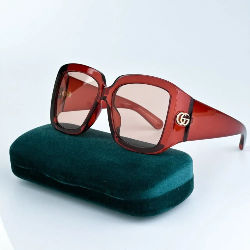 NEW Gucci GG1402SA 003 Burgundy Pink Women Square Sunglasses GG 1402SA - Picture 2 of 13